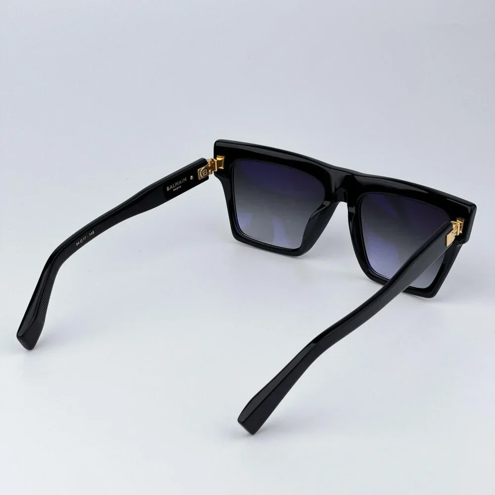 Balmain B-V BPS-121A-54 Men BRAND NEW Sunglasses Titanium Black Gold Grey